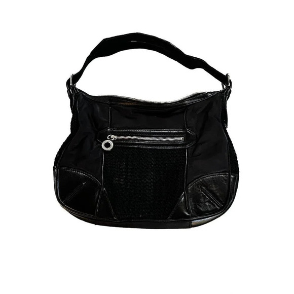 Cole Haan Black Leather and Canvas Handbag - Picture 1 of 12